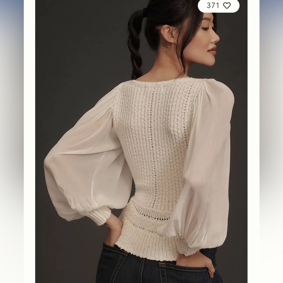 Sale NWT Anthropologie sheer long sleeve V neck Sweater ⭐️ - Picture 2 of 7